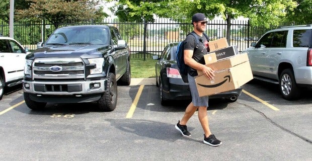 Watch Lions Quarterback Matthew Stafford Drive To Training Camp