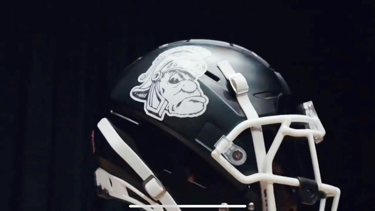 Look Michigan State Puts Gruff Sparty Logo On Helmets