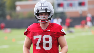 Ohio State freshman OL Max Riley sheds black stripe