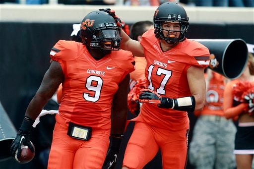 Oklahoma State fullback Kye Staley participating in sixth bowl game