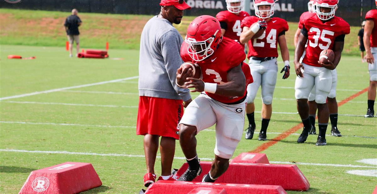 Georgia running back Elijah Holyfield finishes a football drill during  Georgia Pro Day, Wednesday, March 20, 2019, in Athens, Ga. (AP Photo/John  Amis Stock Photo - Alamy