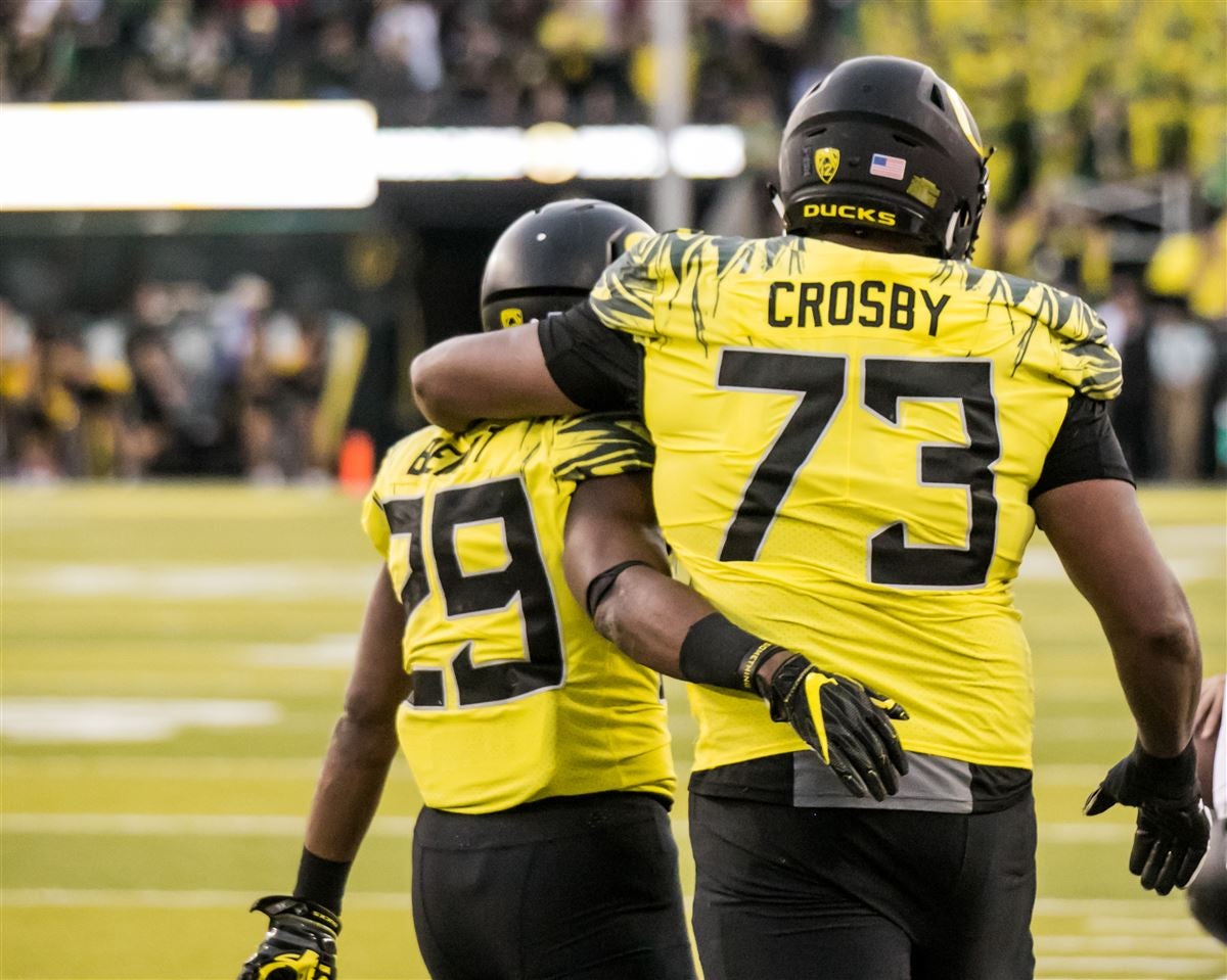 Oregon left tackle Tyrell Crosby drafted No. 153 overall by the Detroit  Lions, Football