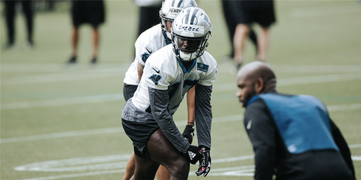 Emeka Emezie participating in Panthers rookie minicamp