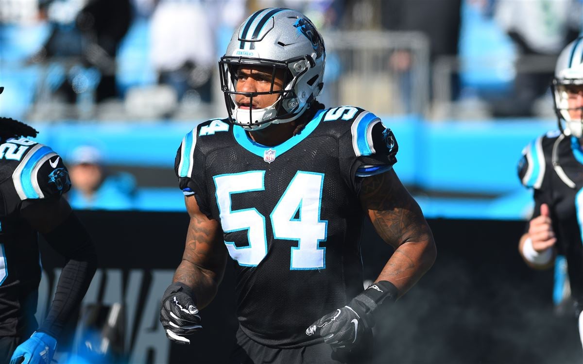 Helmet of Carolina Panthers outside linebacker Shaq Thompson (54