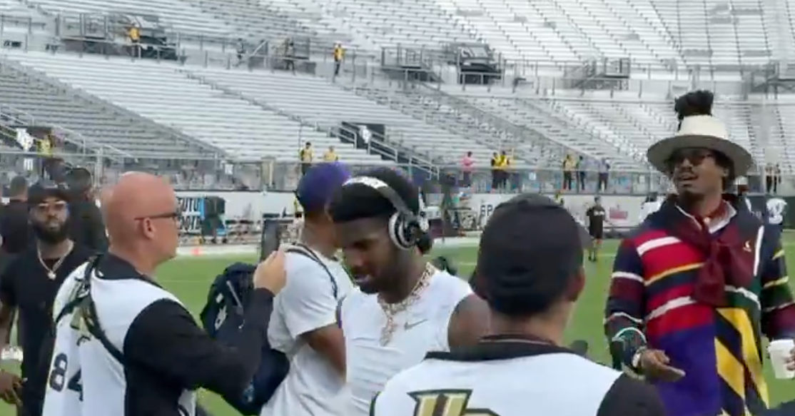 Shedeur Sanders, Cam Newton share awkward meeting before Colorado-UCF game