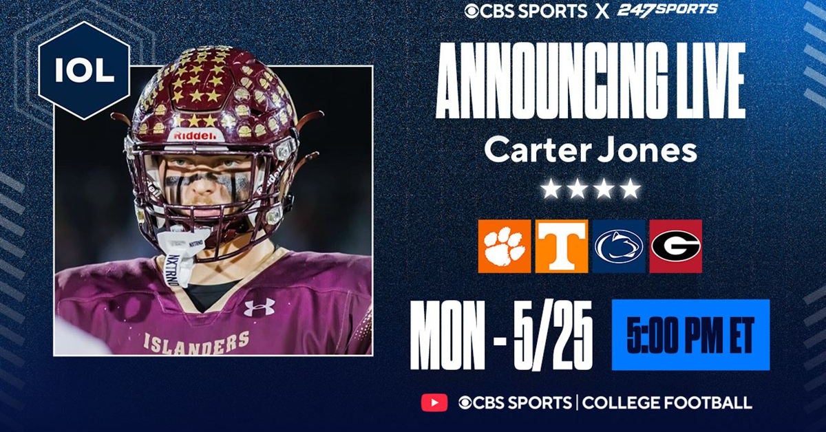 Four-star OL Carter Jones to announce commitment Monday on CBS Sports College Football YouTube channel