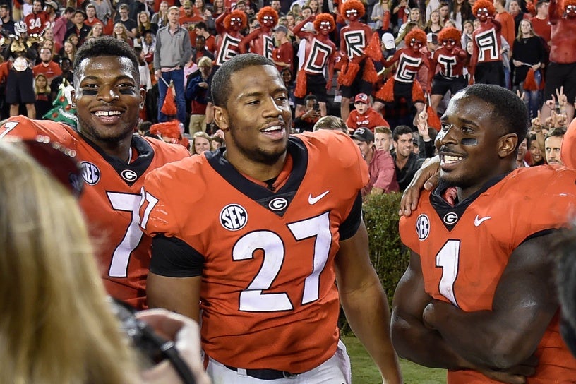 Georgia Bulldogs Nick Chubb #27 (No Name) College Jersey - Red For