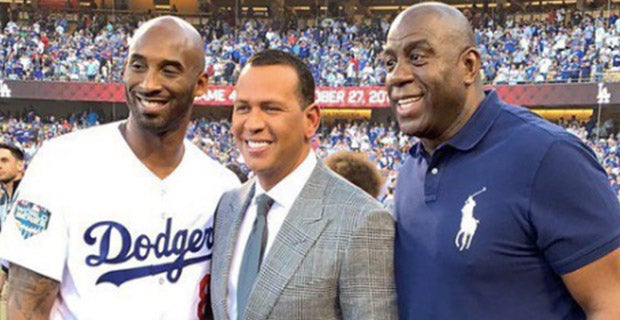 Kobe Bryant announces Dodgers lineup at Game 4 of the 2018 World