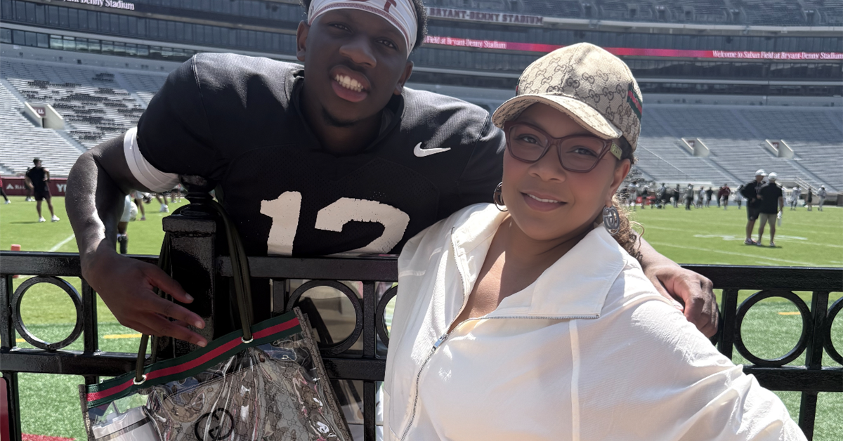 April Moore reacts as son Keelon Russell named Alabama starting QB
