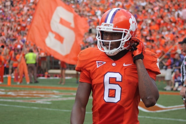 Men Clemson University #6 DeAndre Hopkins Purple College Football