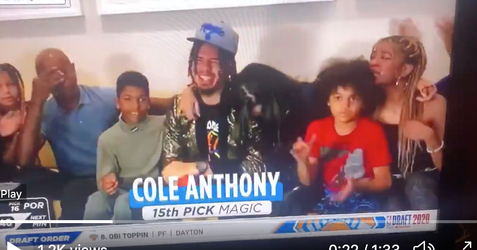 Cole Anthony Very Emotional After NBA Draft Selection Cole Anthony Very Emotional After NBA Draft Selection