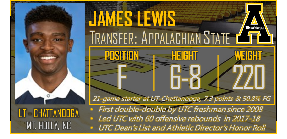 JAMES LEWIS WILL TRANSFER TO APPALACHIAN STATE