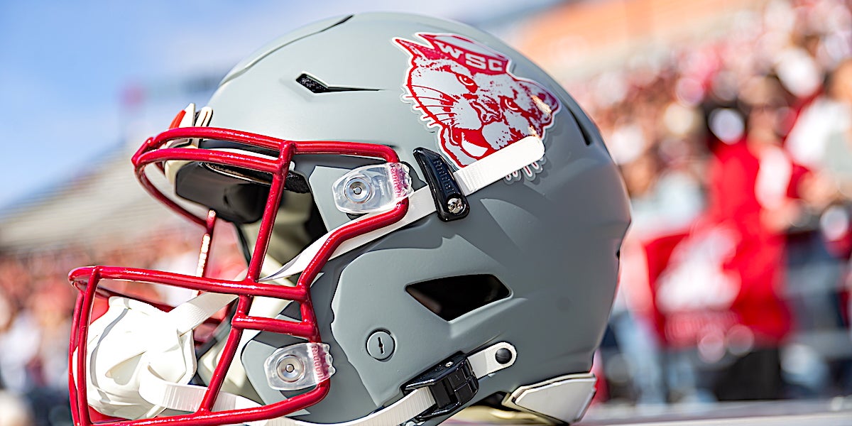 cougar football helmet WSU Washington State Cougars Full Size Replica Retro Script Unsigned metal stainless steel screws (2 pairs on each side) attach on a polyvinyl MTCS Cougars Mini Football Helmet