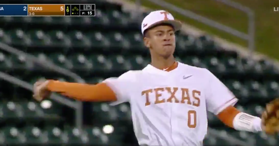 Watch: Texas gets web gem from Trey Faltine in home opener