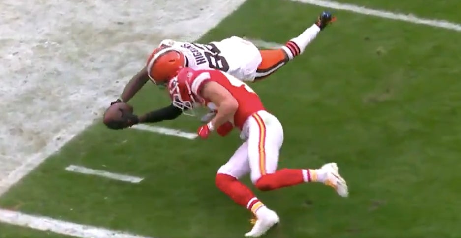 browns chiefs helmet to helmet