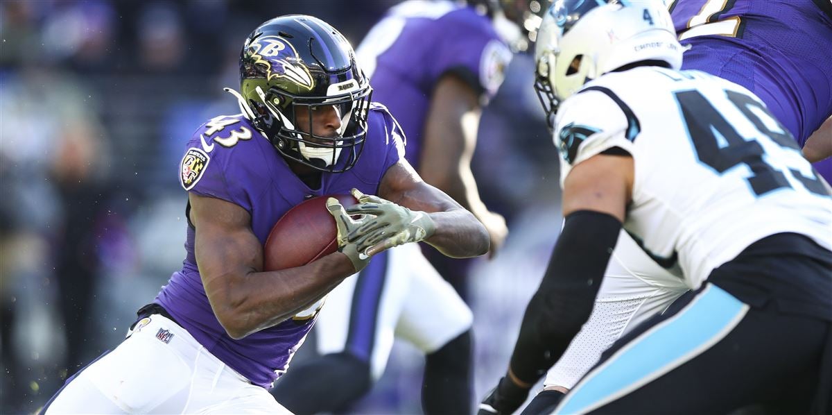 Baltimore Ravens running back Justice Hill works out during the team's NFL  football training camp, Thursday, July 27, 2023, in Owings Mills, Md. (AP  Photo/Julio Cortez Stock Photo - Alamy