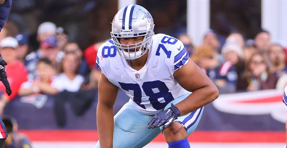 Dallas Cowboys offensive lineman Terence Steele (78) lines up for