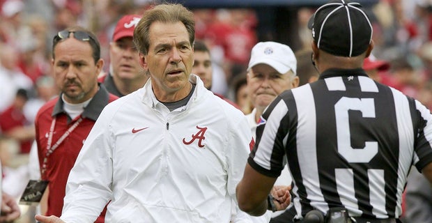 Nick Saban and referee