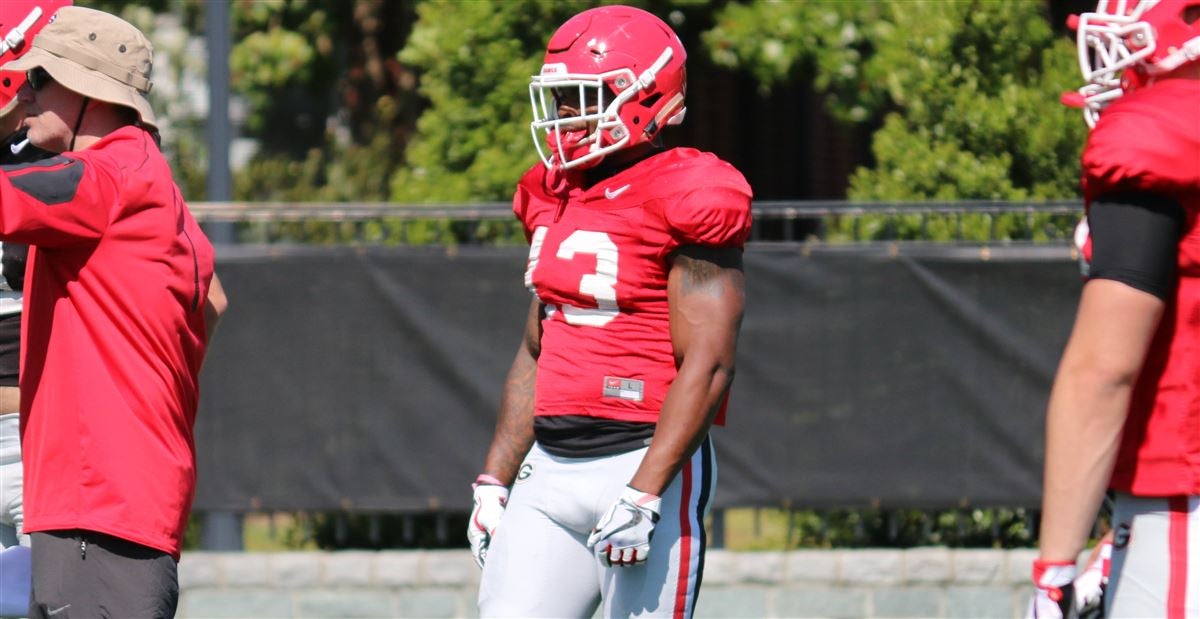 Georgia running back Elijah Holyfield finishes a football drill during  Georgia Pro Day, Wednesday, March 20, 2019, in Athens, Ga. (AP Photo/John  Amis Stock Photo - Alamy