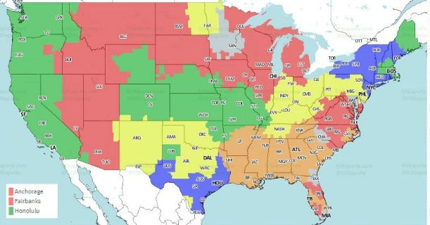 TV coverage map released for Packers vs. Redskins