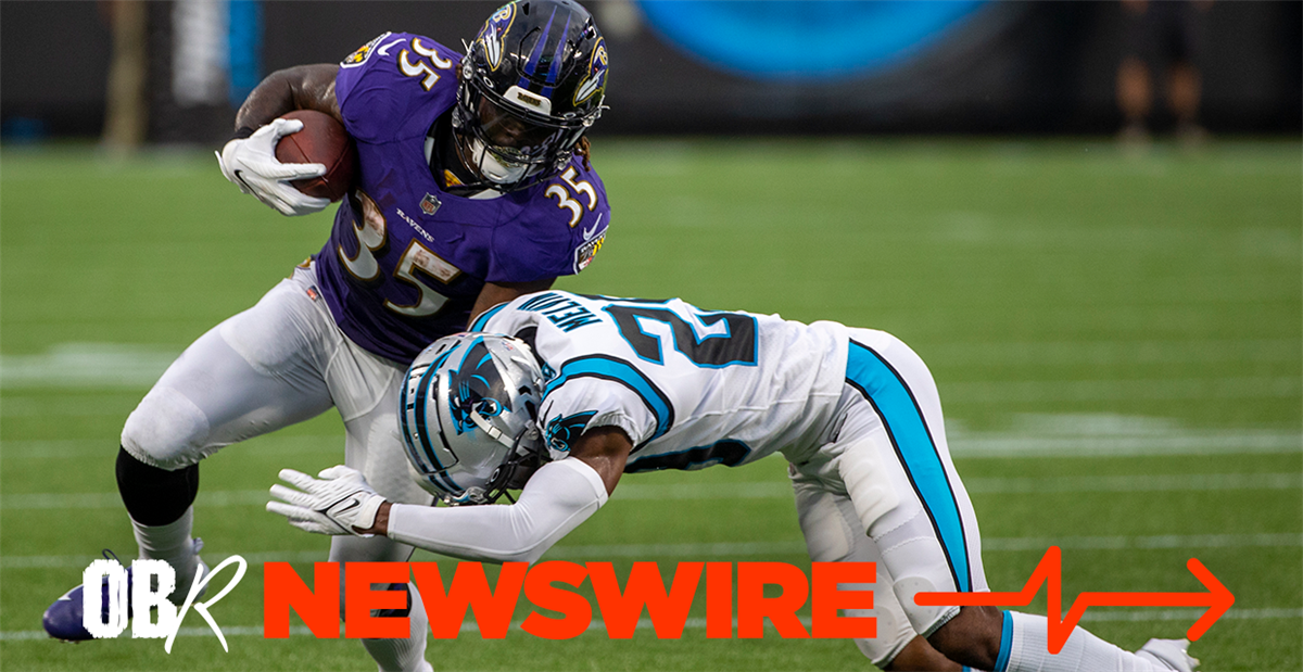 Baltimore Ravens running back Gus Edwards works out during the team's NFL  football training, Tuesday, June 15, 2021, in Owings Mills, Md. (AP  Photo/Julio Cortez Stock Photo - Alamy