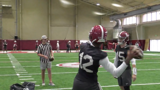 Watch Alabama freshman QB Keelon Russell's first throws at practice