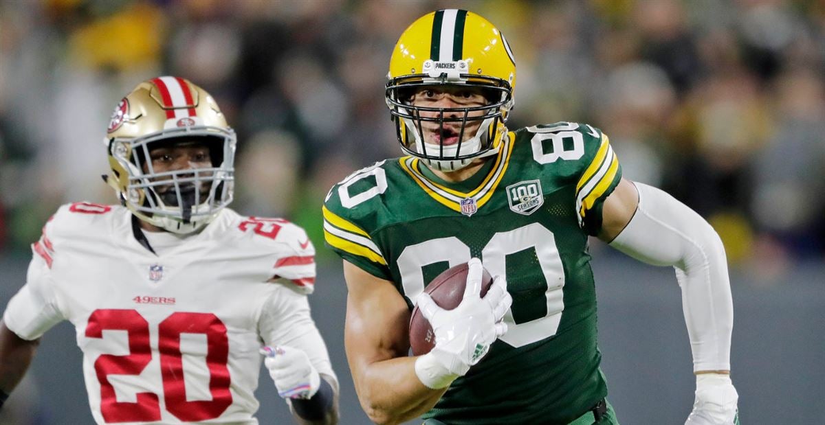 Green Bay Packers Jimmy Graham during NFL football minicamp practice  Wednesday June 12, 2019 in Green Bay, Wis.. (AP Photo/Mike Roemer Stock  Photo - Alamy