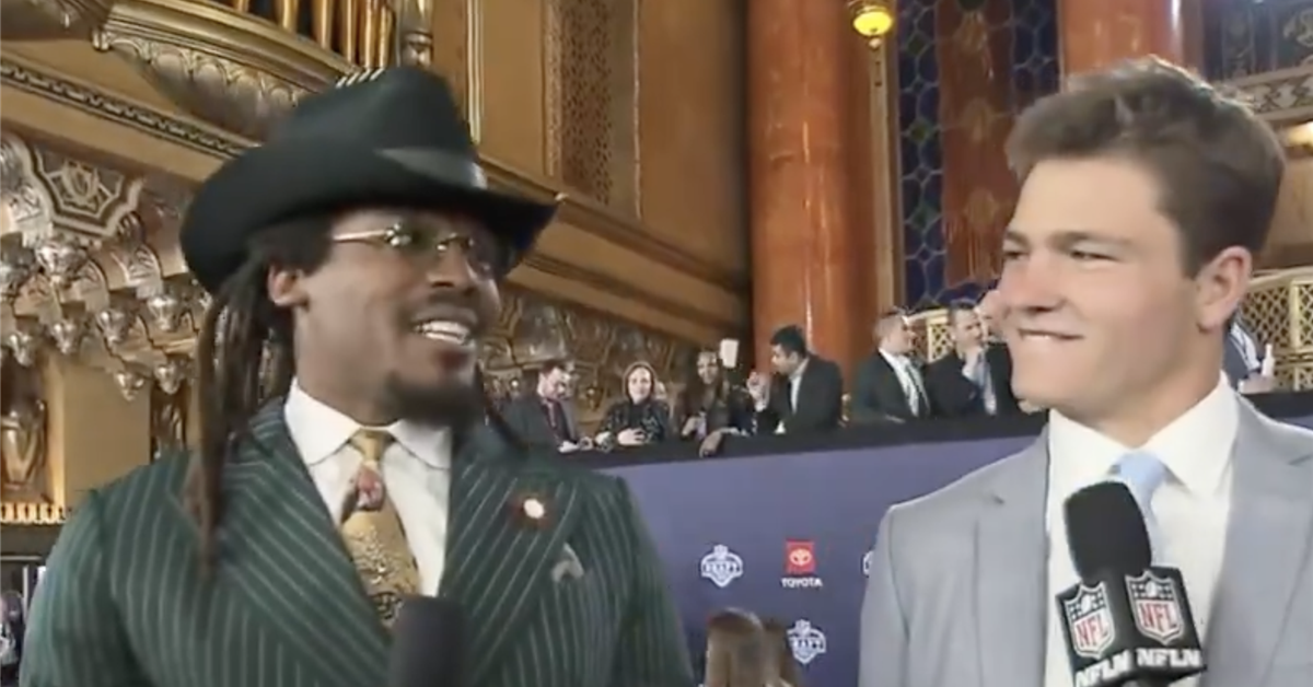 Drake Maye shares touching moment with childhood-hero QB Cam Newton on NFL Draft red carpet: 'He's mv MVP'