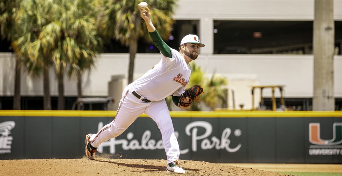 Miami Hurricanes pitcher Jake Garland, a Jupiter grad, does it all