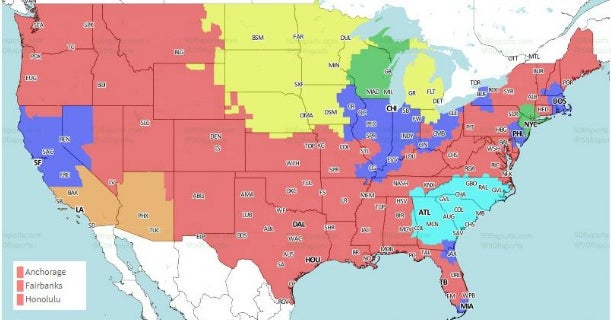 TV coverage map released for Packers at Jets