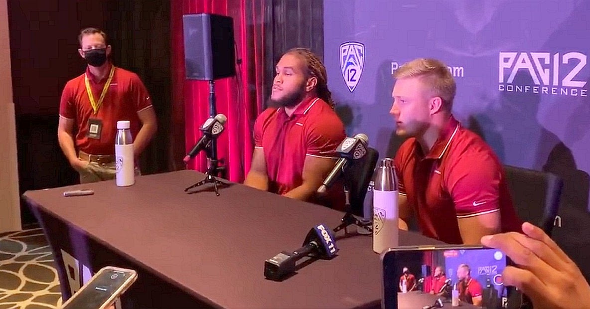 Jahad Woods, Max Borghi back up Nick Rolovich at Pac-12 Media Day