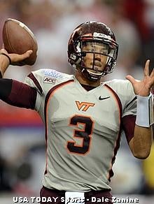 Virginia Tech quarterback Logan Thomas works on completing his legacy