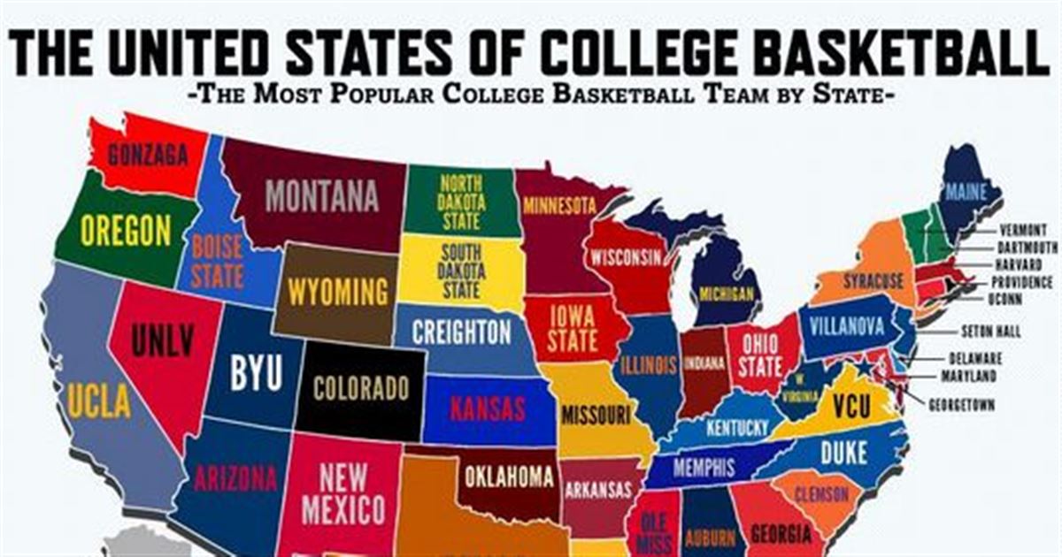 Map: Most popular college basketball teams by state