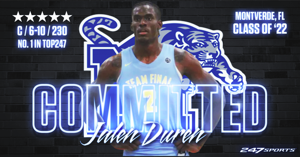 Jalen Duren, the No. 1 overall player in 2022, commits to Memphis and