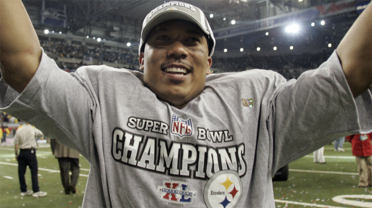 Celebrating Hines Ward's performance for the Steelers in Super