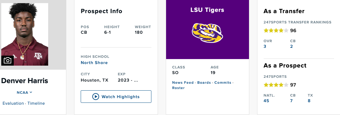 247Sports adds transfer ratings, rankings to player profile display