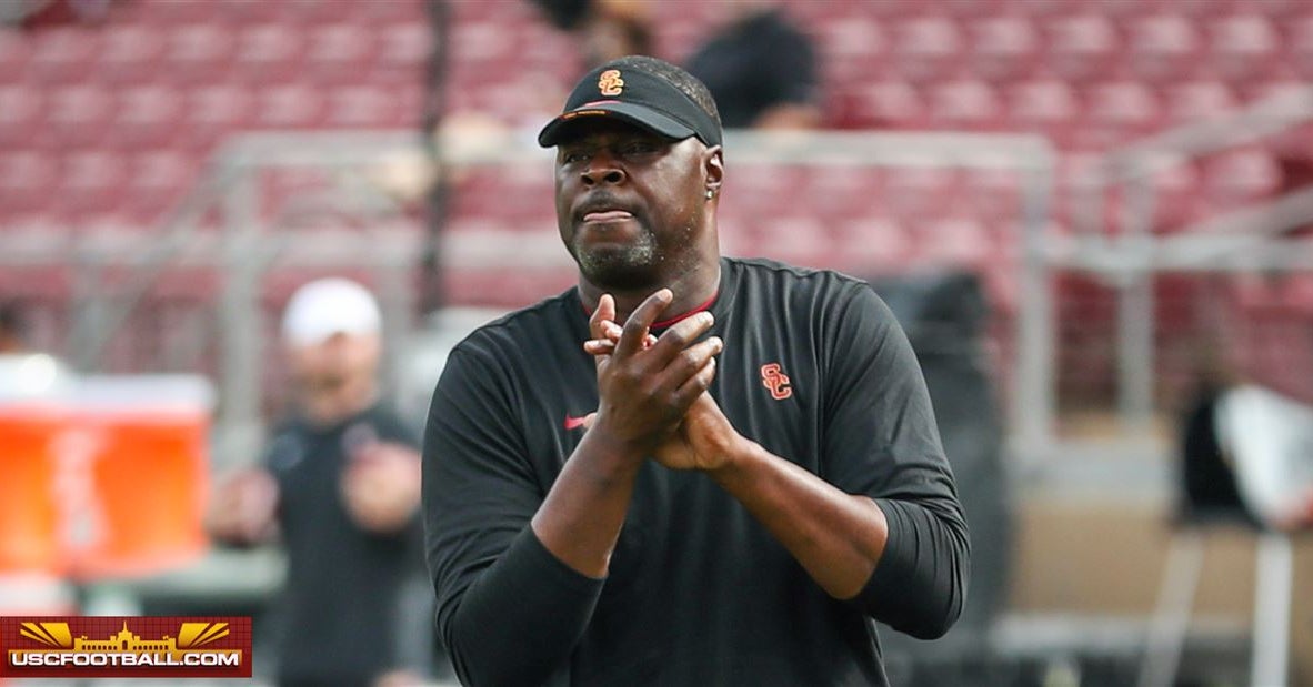 Outside receivers coach Dennis Simmons speaks highly of position group, need for more numbers