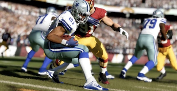 In this Aug. 9, 2018, file photo, Dallas Cowboys running back Ezekiel  Elliott (21) smiles as he runs off the field after the first half of an NFL  preseason football game against