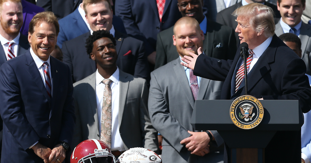 Nick Saban S Thoughts On Donald Trump Attending Alabama Lsu Game Nick Saban S Thoughts On Donald Trump Attending Alabama Lsu Game