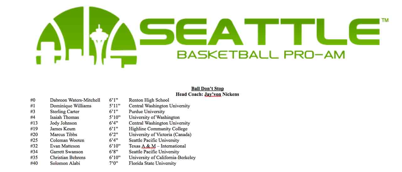 Seattle ProAm Schedule and Rosters