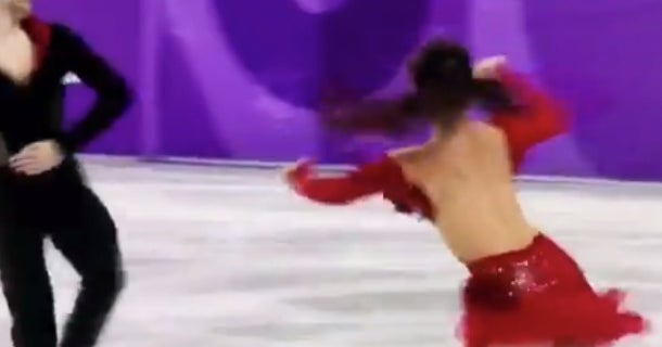Watch Olympic skater has wardrobe malfunction during routine