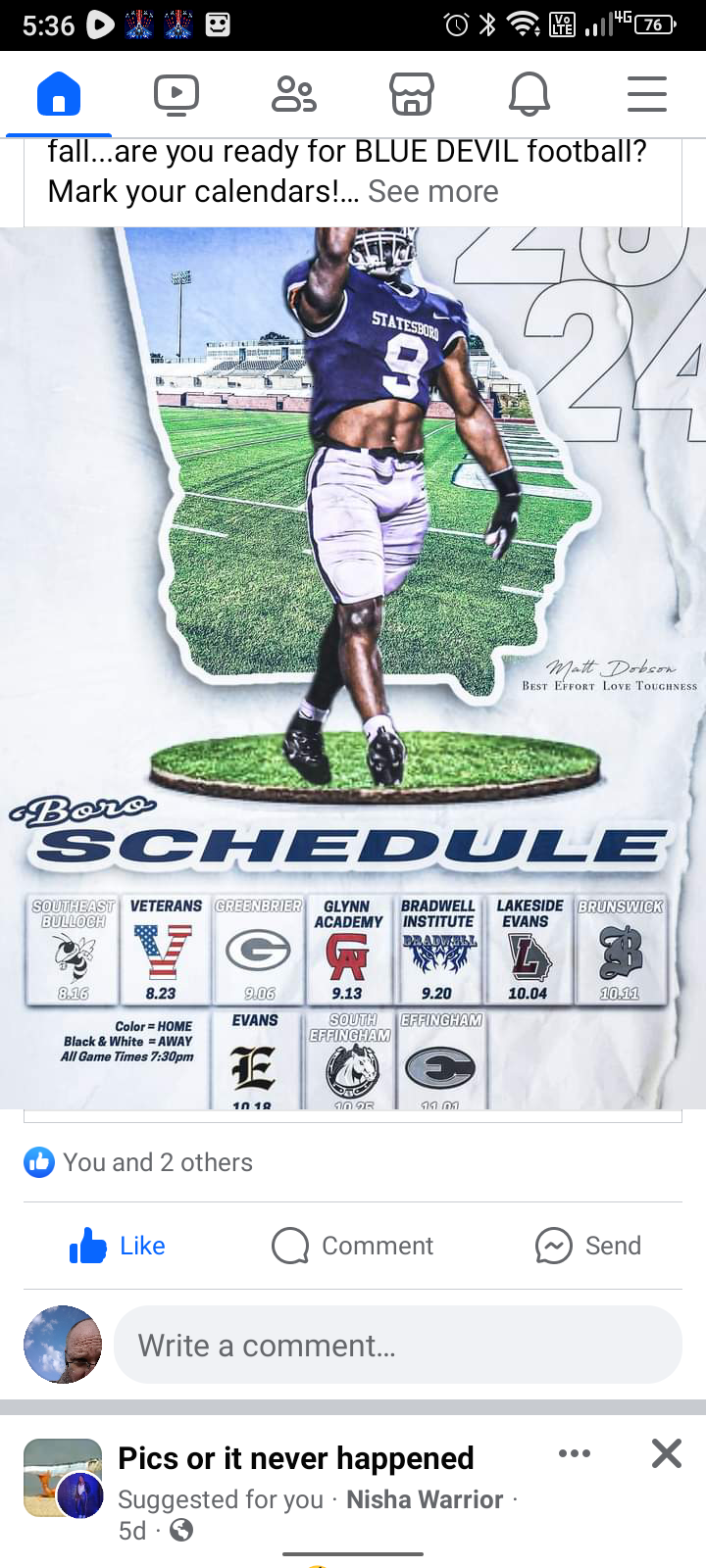 Statesboro Varsity Football schedule 2024
