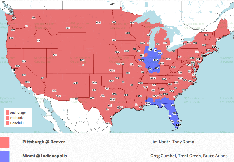 Coverage map released for BroncosSteelers Week 12 game