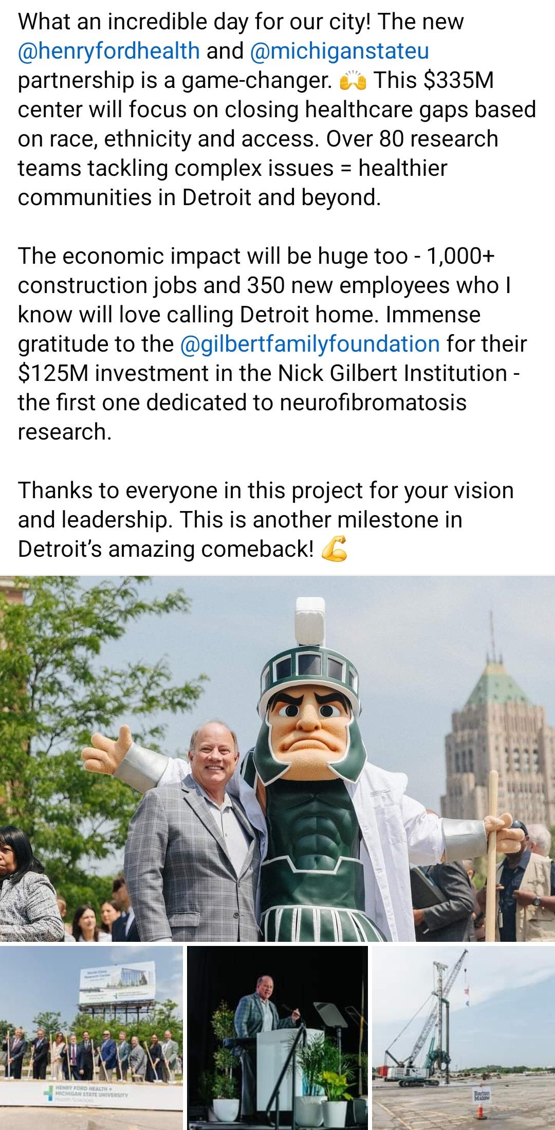 $335M research center in Detroit (MSU)