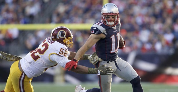 Julian Edelman tied for second among wideouts in missed tackles