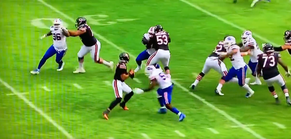 Video: Bears' Justin Fields Gets Hit In Head, Helmet Comes Off On Bills ...