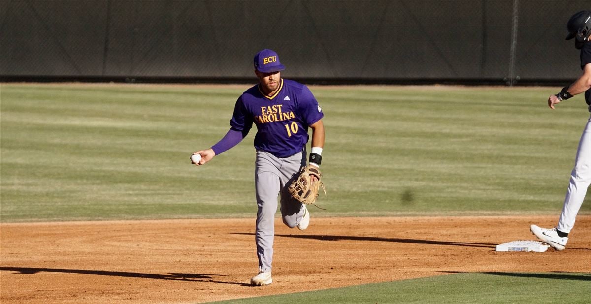 East Carolina Pirates first baseman Josh Moylan (66) on defense