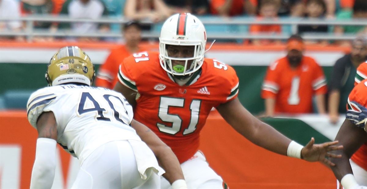 DJ Scaife, Green Bay Packers Offensive Guard pictured blocking for the Miami Hurricanes - Photo Via:  USA TODAY Sports