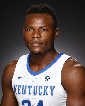 Men's Kentucky Wildcats #34 Oscar Tshiebwe Blue Elite College