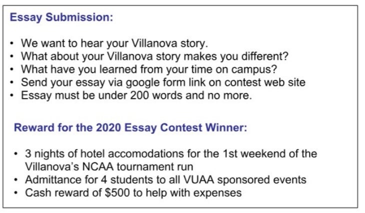 villanova honors program essay examples